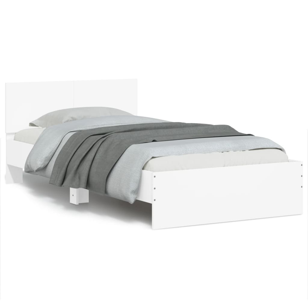 vidaXL Bed Frame without Mattress with Headboard White 100x200 cm