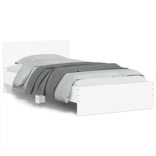 vidaXL Bed Frame without Mattress with Headboard White 100x200 cm