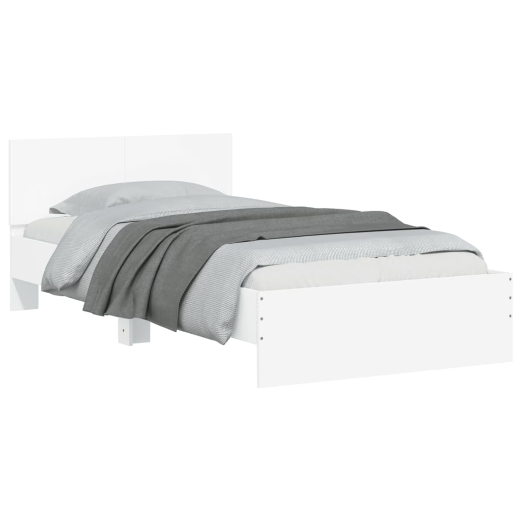 vidaXL Bed Frame without Mattress with Headboard White 100x200 cm