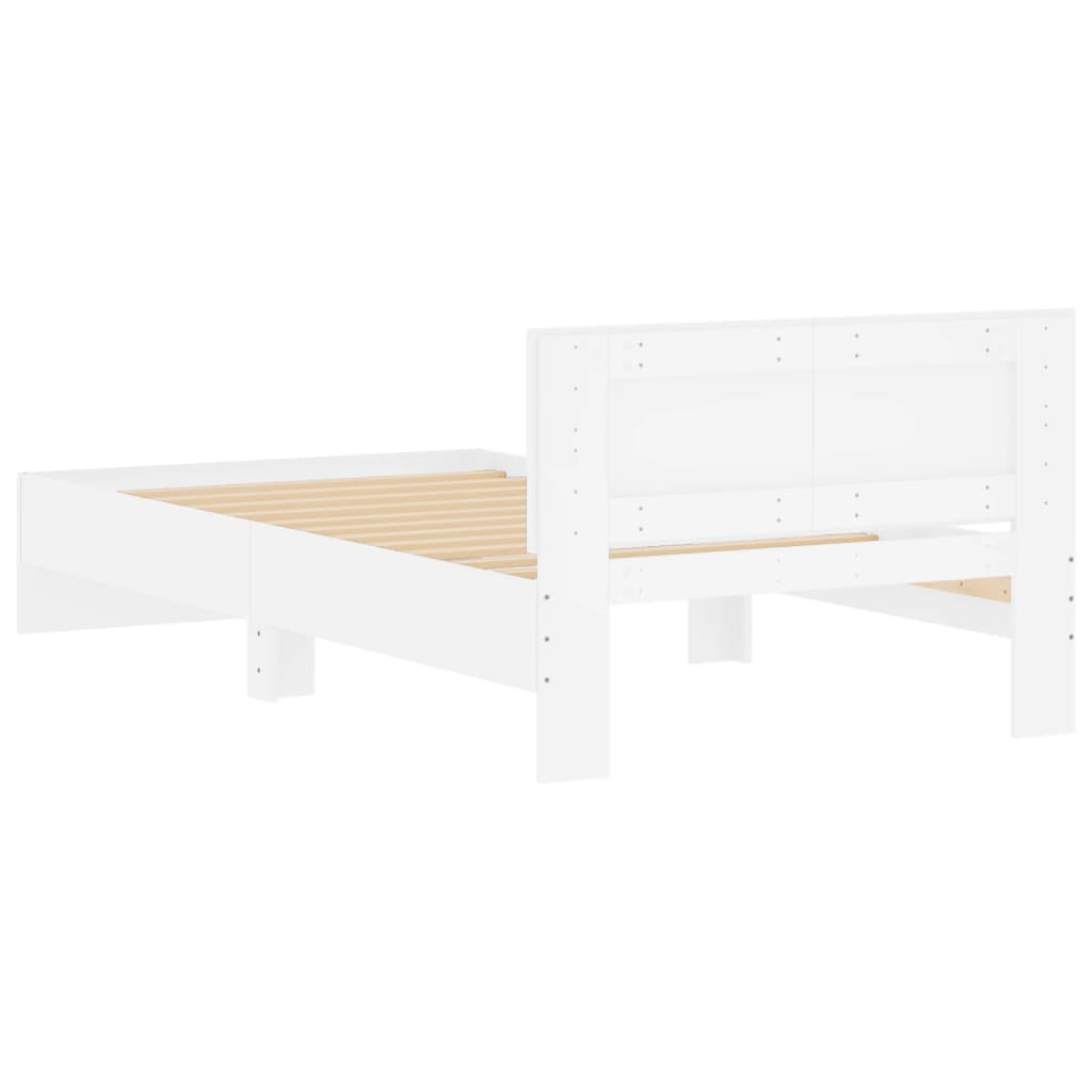 vidaXL Bed Frame without Mattress with Headboard White 100x200 cm