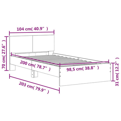 vidaXL Bed Frame without Mattress with Headboard White 100x200 cm