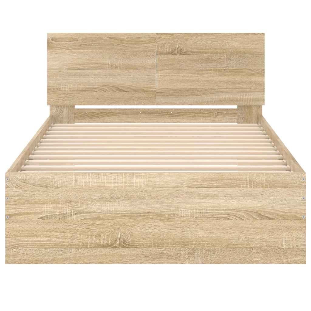 vidaXL Bed Frame without Mattress with Headboard Sonoma Oak 100x200 cm