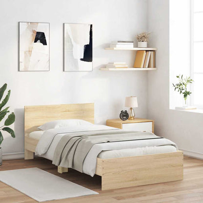 vidaXL Bed Frame without Mattress with Headboard Sonoma Oak 100x200 cm