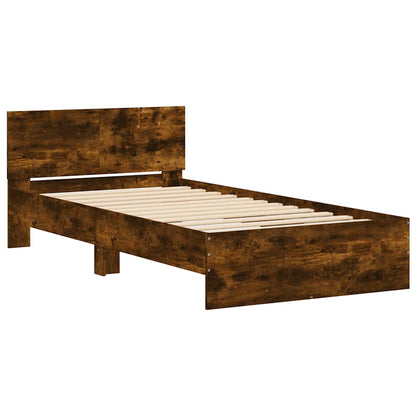 vidaXL Bed Frame without Mattress with Headboard Smoked Oak 100x200 cm