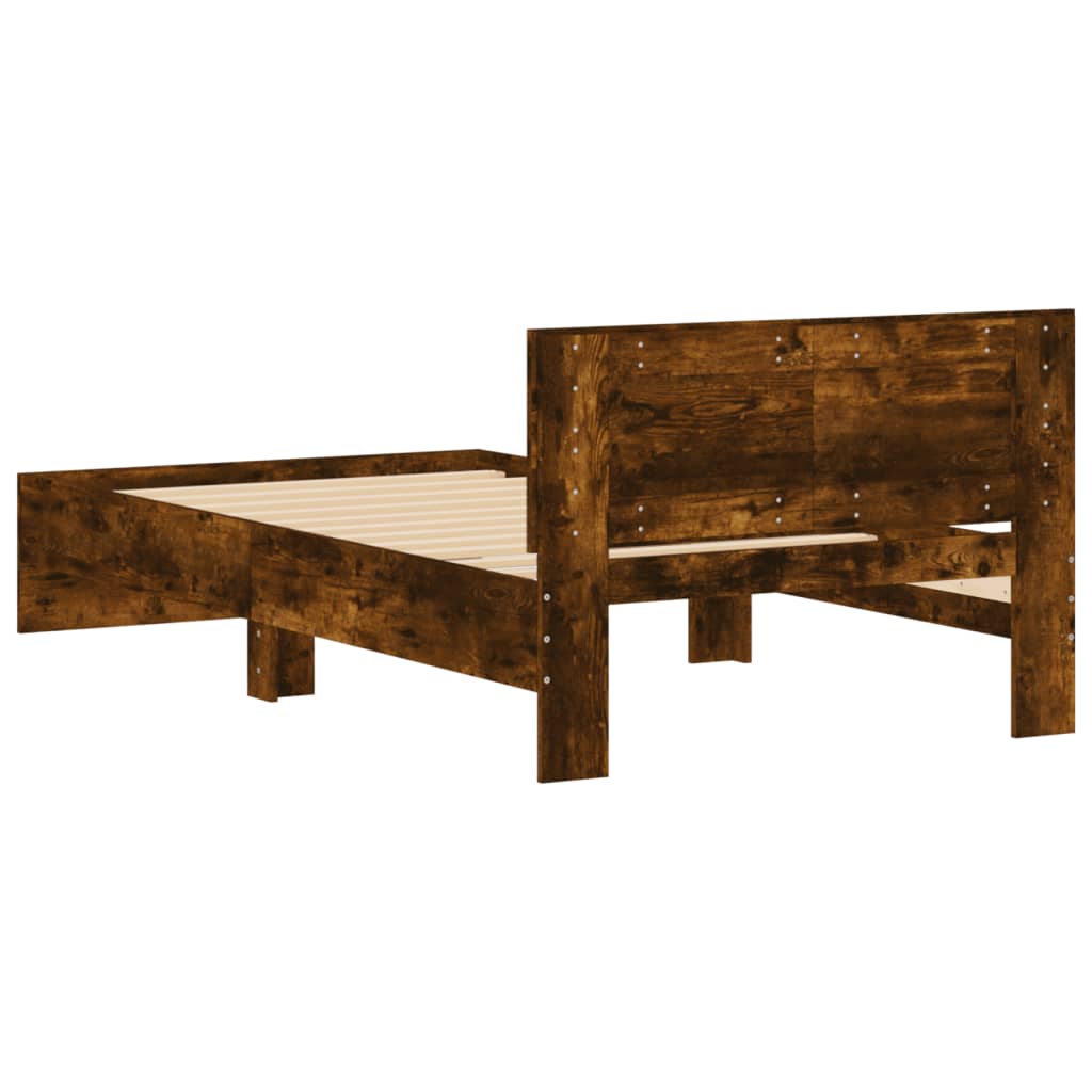 vidaXL Bed Frame without Mattress with Headboard Smoked Oak 100x200 cm