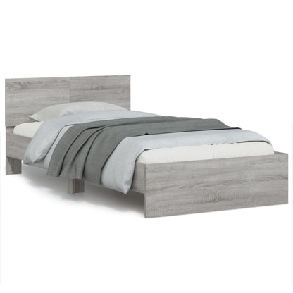 vidaXL Bed Frame without Mattress with Headboard Grey Sonoma 100x200 cm