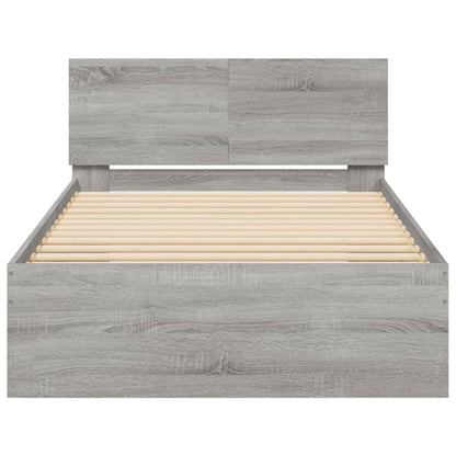 vidaXL Bed Frame without Mattress with Headboard Grey Sonoma 100x200 cm
