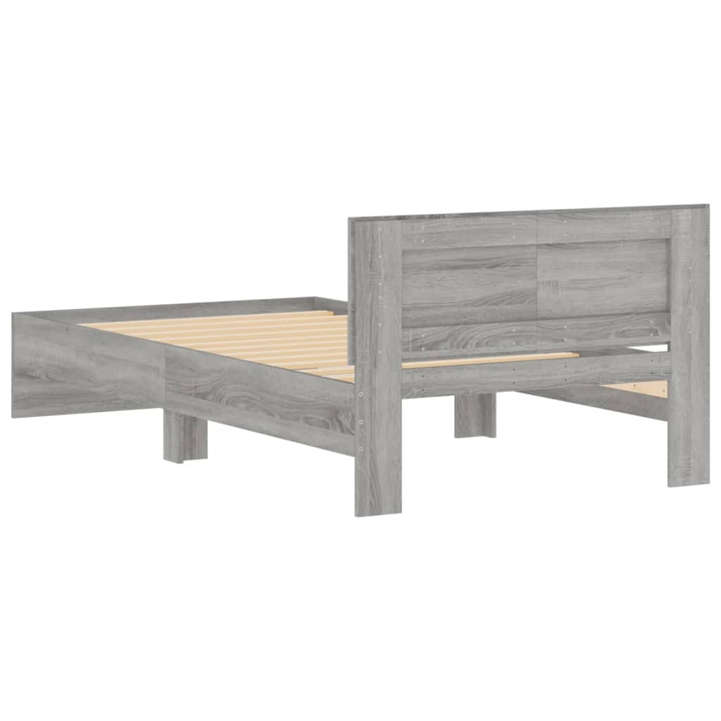 vidaXL Bed Frame without Mattress with Headboard Grey Sonoma 100x200 cm
