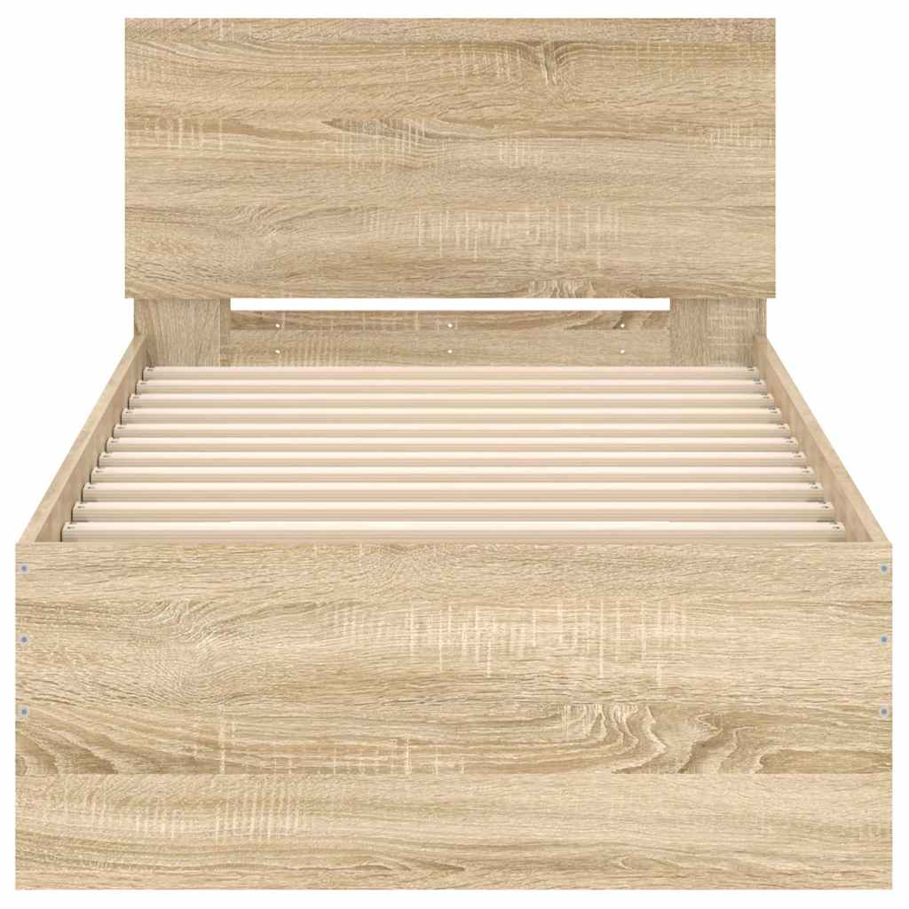 vidaXL Bed Frame without Mattress with Headboard Sonoma Oak 90x200 cm