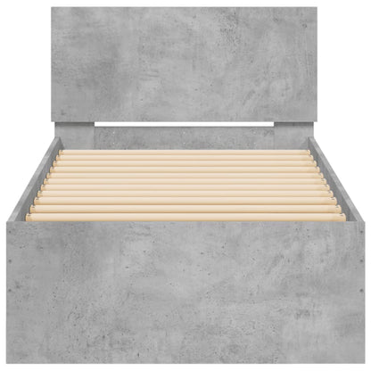vidaXL Bed Frame without Mattress with Headboard Concrete Grey 90x200 cm