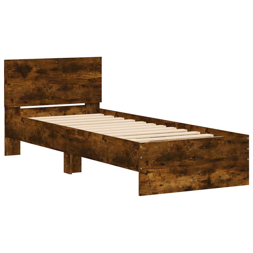 vidaXL Bed Frame | Smoked Oak | Engineered wood | 90 x 200 cm | Durable