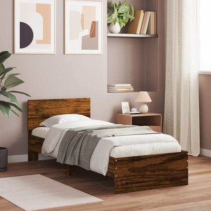 vidaXL Bed Frame | Smoked Oak | Engineered wood | 90 x 200 cm | Durable