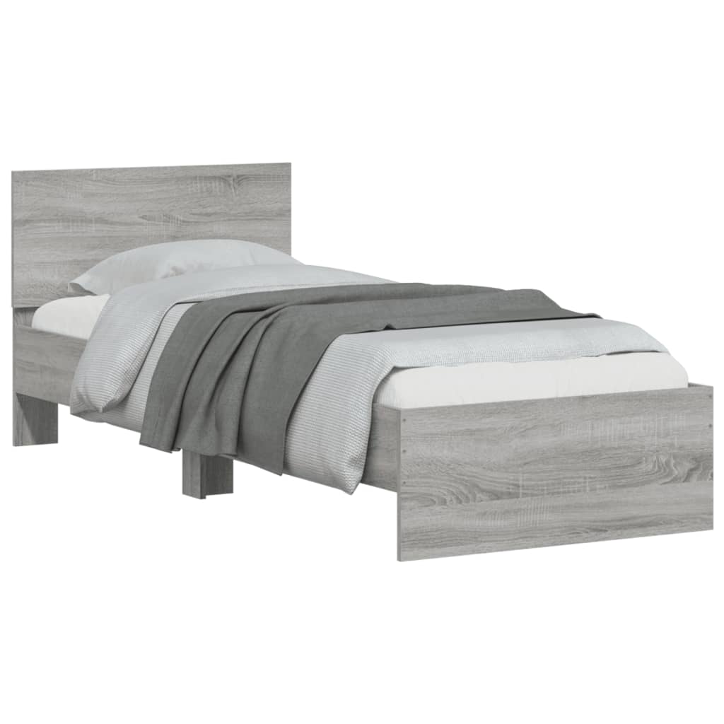 vidaXL Bed Frame without Mattress with Headboard Grey Sonoma 90x200 cm
