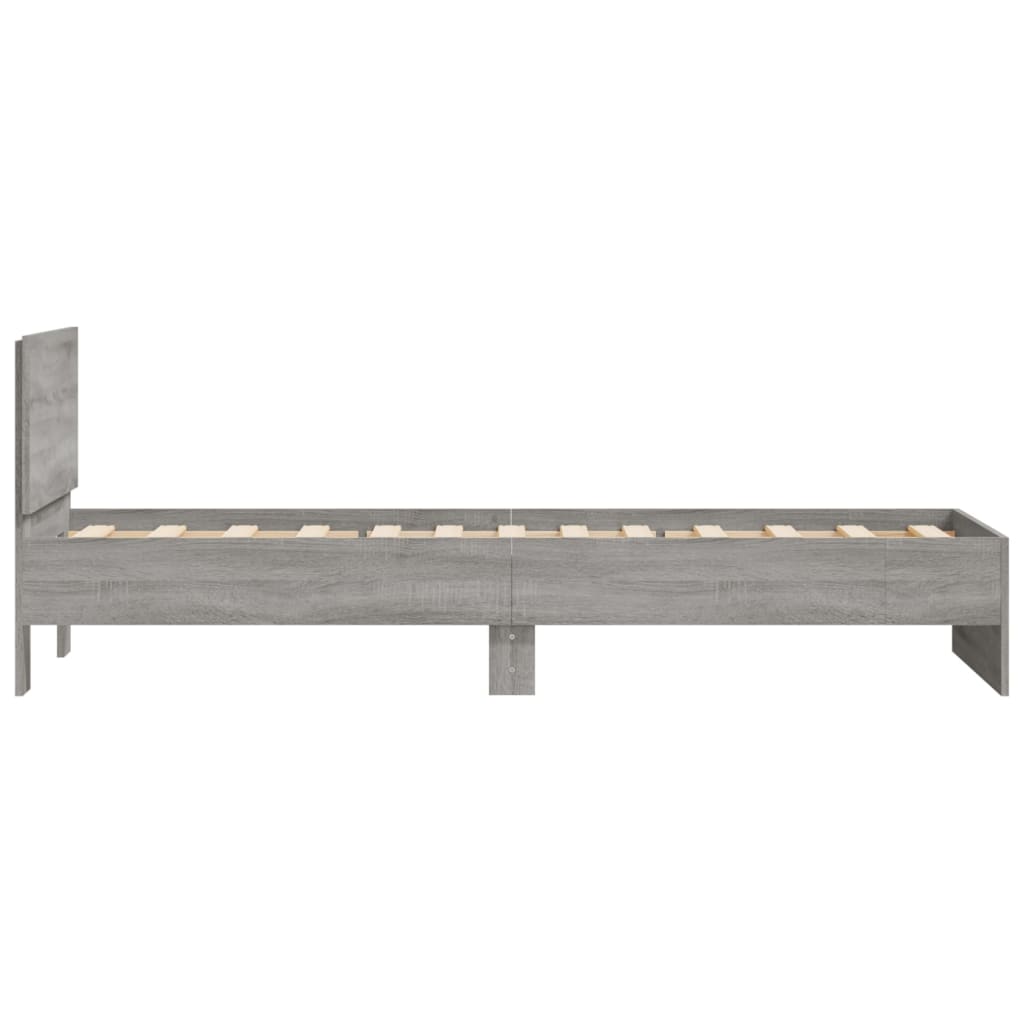 vidaXL Bed Frame without Mattress with Headboard Grey Sonoma 90x200 cm