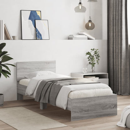 vidaXL Bed Frame without Mattress with Headboard Grey Sonoma 90x200 cm