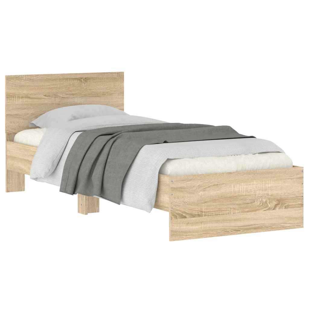 vidaXL Bed Frame without Mattress with Headboard Sonoma Oak 90x190 cm Single