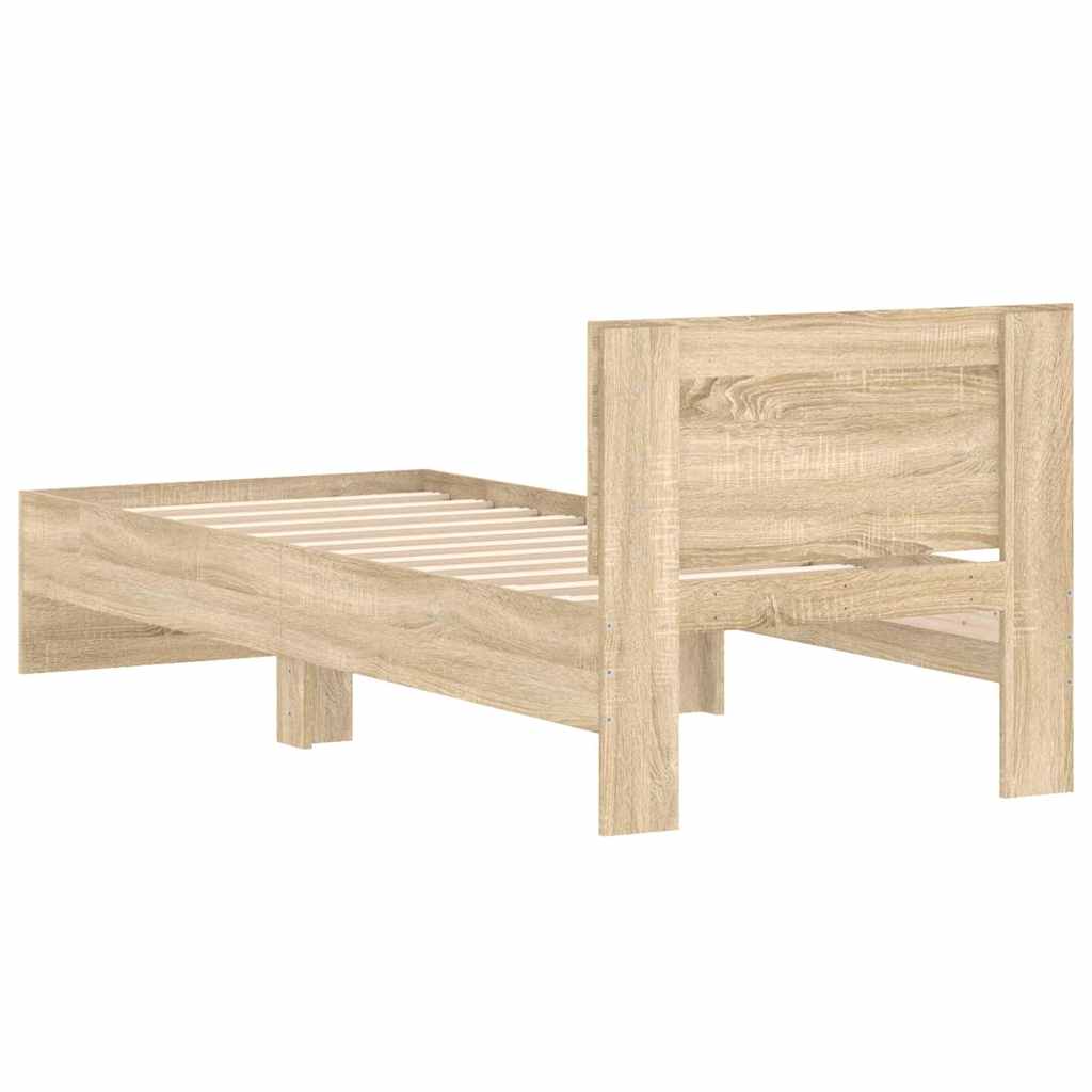 vidaXL Bed Frame without Mattress with Headboard Sonoma Oak 90x190 cm Single