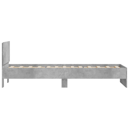 vidaXL Bed Frame without Mattress with Headboard Concrete Grey 90x190 cm Single