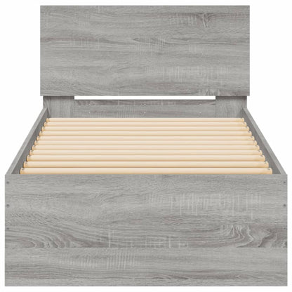 vidaXL Bed Frame without Mattress with Headboard Grey Sonoma 90x190 cm Single