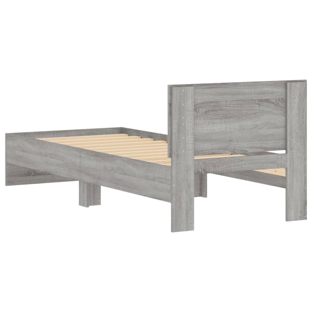 vidaXL Bed Frame without Mattress with Headboard Grey Sonoma 90x190 cm Single