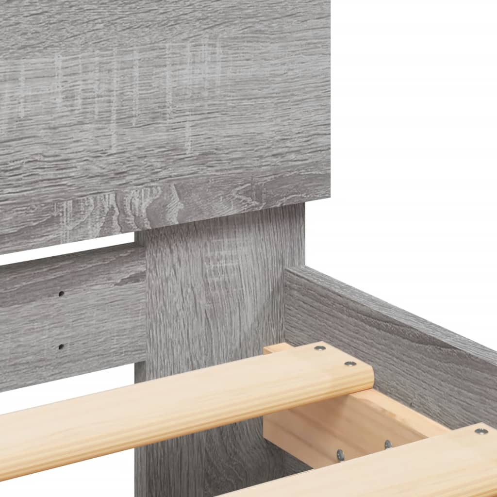 vidaXL Bed Frame without Mattress with Headboard Grey Sonoma 90x190 cm Single
