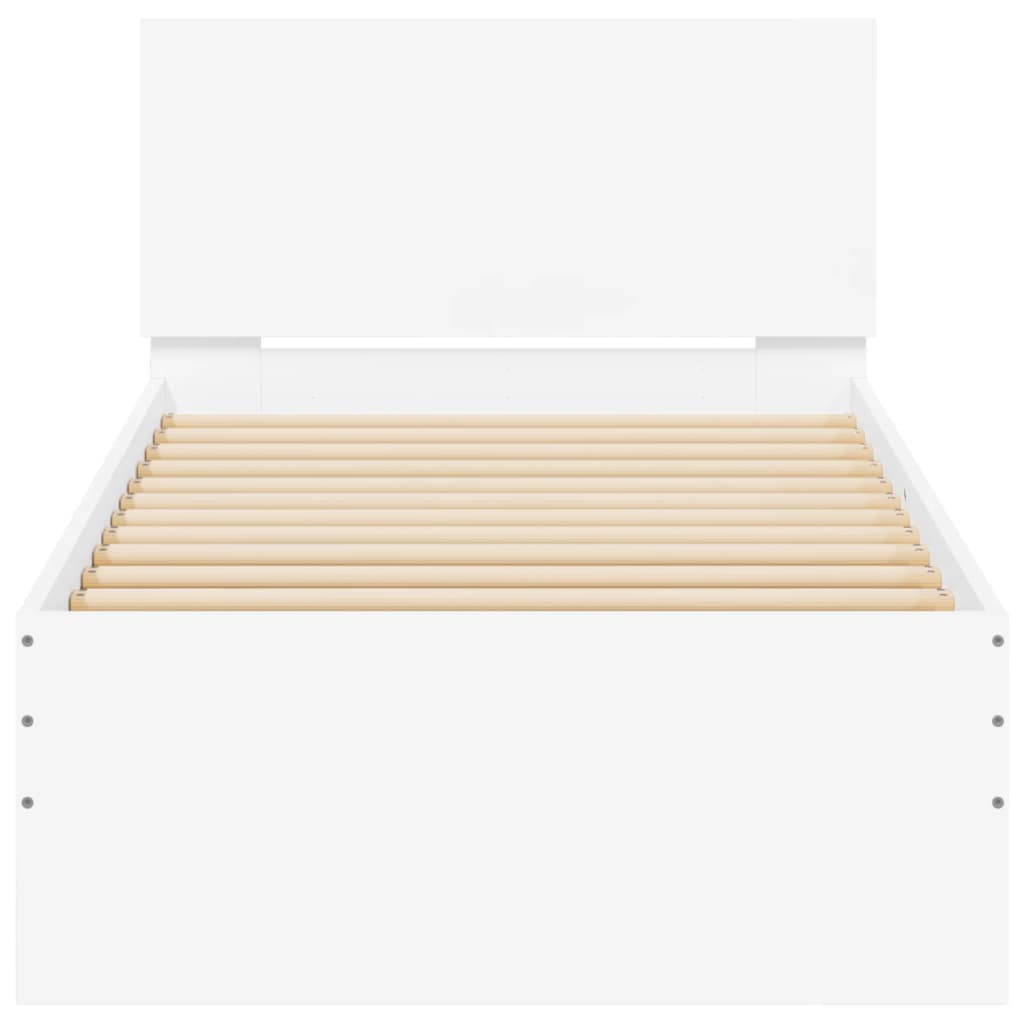 vidaXL Bed Frame without Mattress with Headboard White 75x190 cm Small Single
