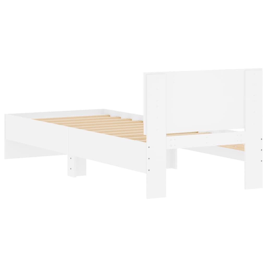 vidaXL Bed Frame without Mattress with Headboard White 75x190 cm Small Single