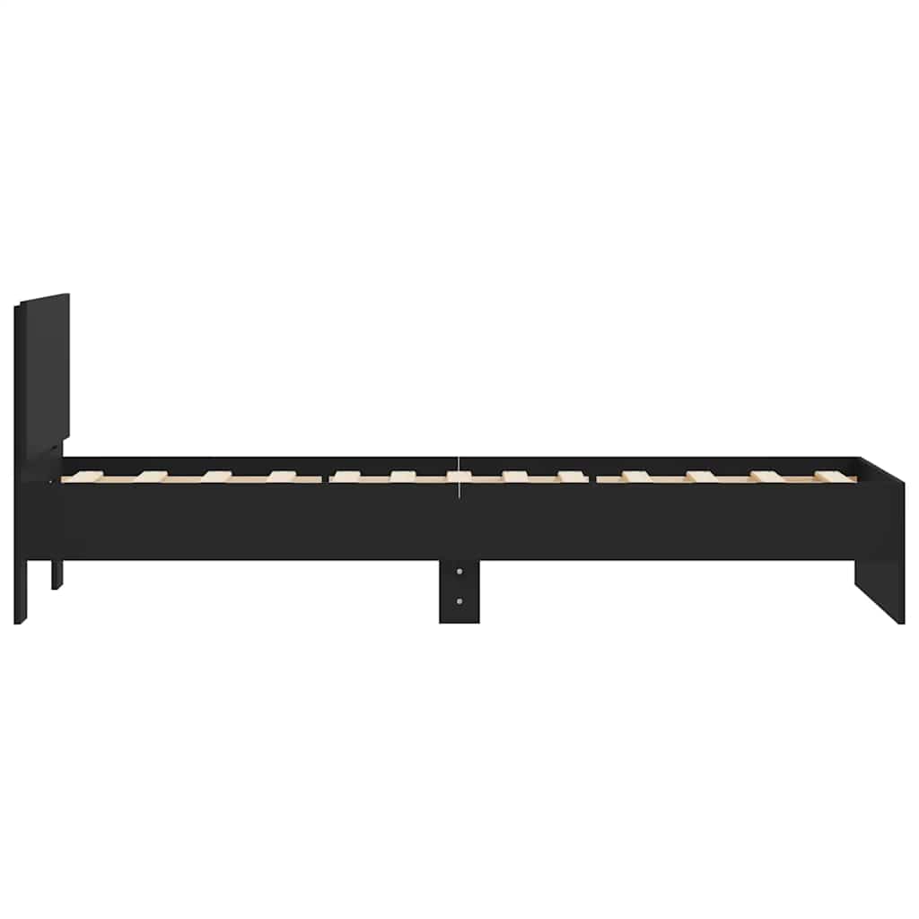 vidaXL Bed Frame without Mattress with Headboard Black 75x190 cm Small Single