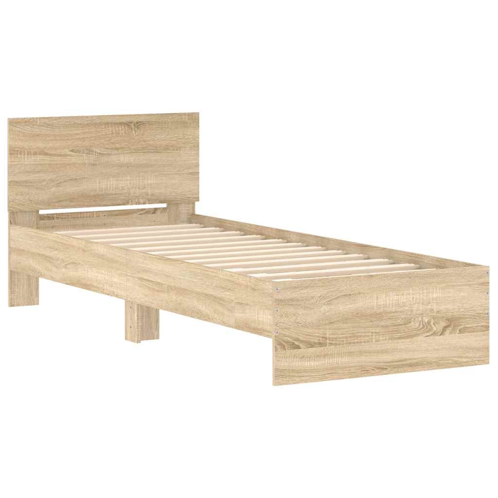 vidaXL Bed Frame without Mattress with Headboard Sonoma Oak 75x190 cm Small Single
