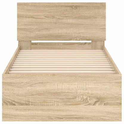 vidaXL Bed Frame without Mattress with Headboard Sonoma Oak 75x190 cm Small Single