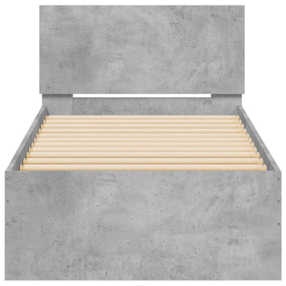 vidaXL Bed Frame without Mattress with Headboard Concrete Grey 75x190 cm Small Single