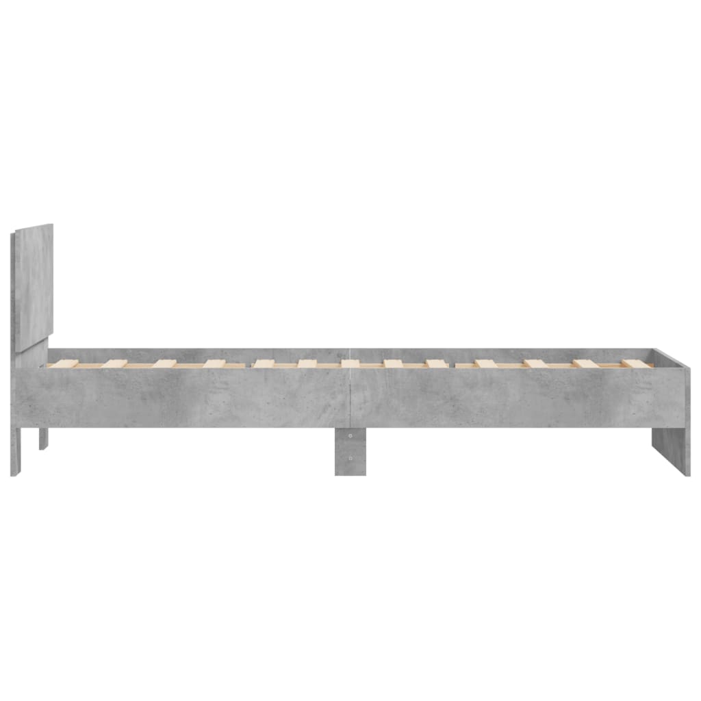 vidaXL Bed Frame without Mattress with Headboard Concrete Grey 75x190 cm Small Single