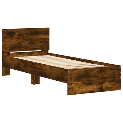 vidaXL Bed Frame without Mattress with Headboard Smoked Oak 75x190 cm Small Single