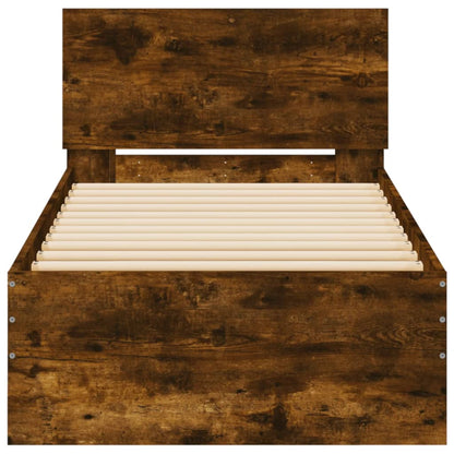 vidaXL Bed Frame without Mattress with Headboard Smoked Oak 75x190 cm Small Single