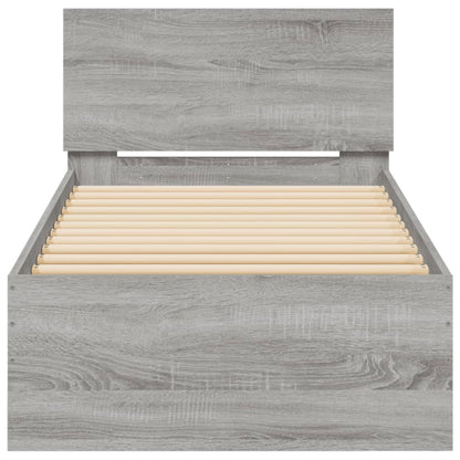 vidaXL Bed Frame without Mattress with Headboard Grey Sonoma 75x190 cm Small Single