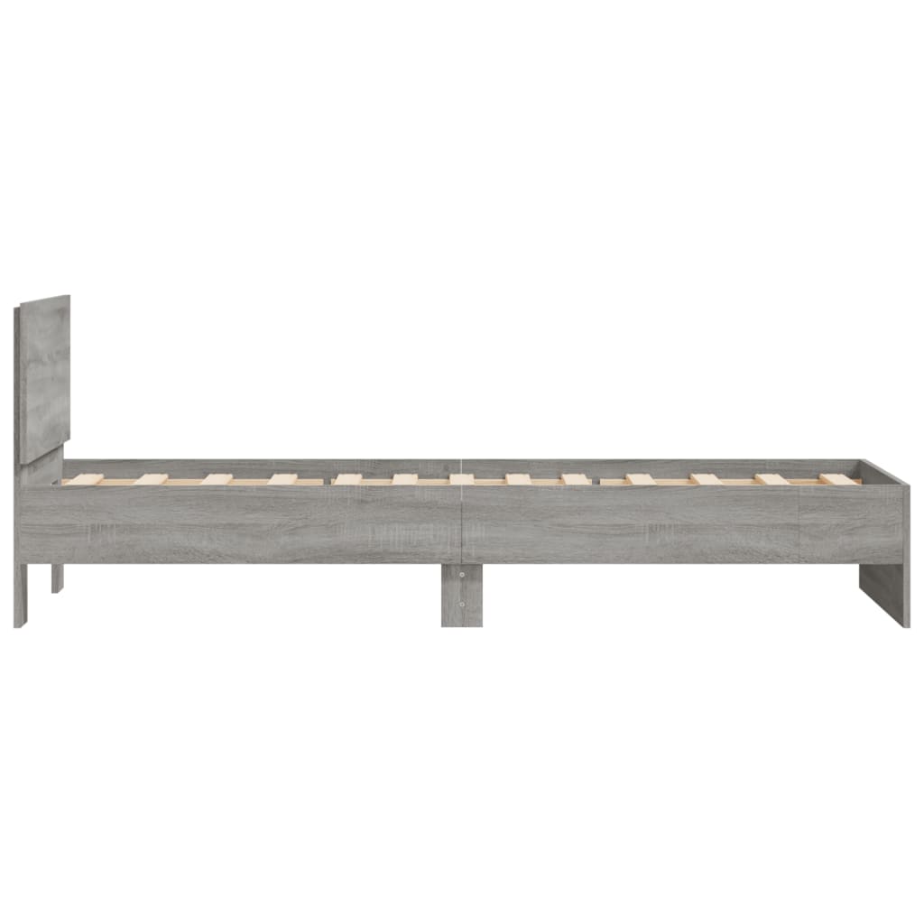 vidaXL Bed Frame without Mattress with Headboard Grey Sonoma 75x190 cm Small Single