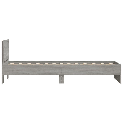 vidaXL Bed Frame without Mattress with Headboard Grey Sonoma 75x190 cm Small Single