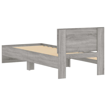 vidaXL Bed Frame without Mattress with Headboard Grey Sonoma 75x190 cm Small Single