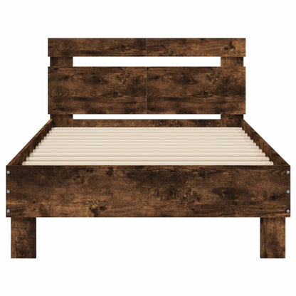 vidaXL Bed Frame without Mattress with LED Lights Smoked Oak 100x200 cm