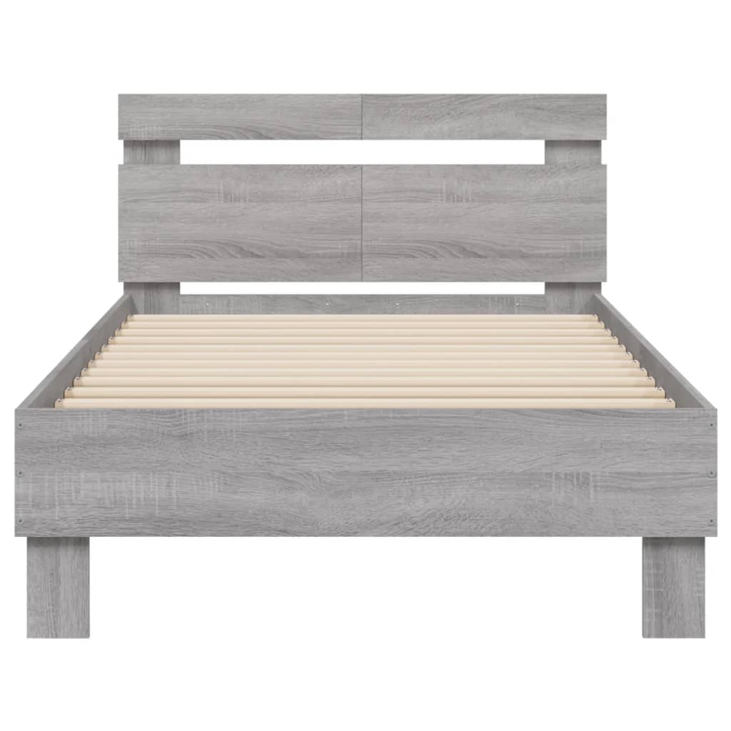 vidaXL Bed Frame without Mattress with LED Lights Grey Sonoma 100x200 cm