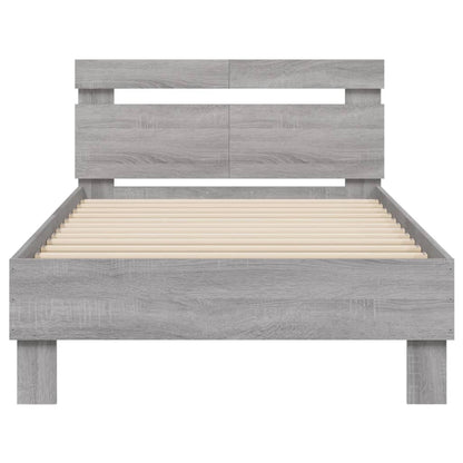 vidaXL Bed Frame without Mattress with LED Lights Grey Sonoma 100x200 cm