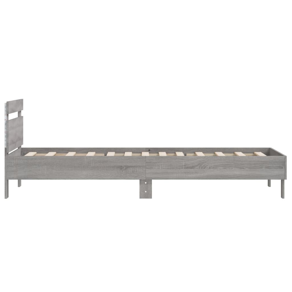 vidaXL Bed Frame without Mattress with LED Lights Grey Sonoma 100x200 cm