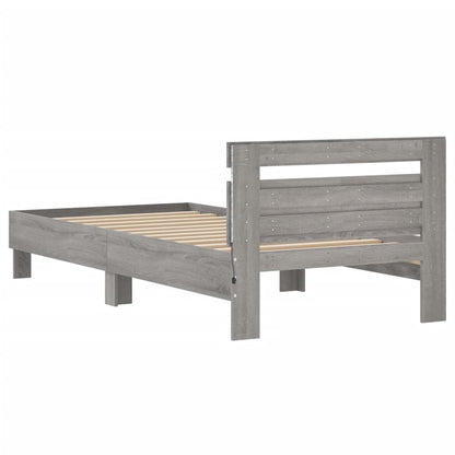 vidaXL Bed Frame without Mattress with LED Lights Grey Sonoma 100x200 cm