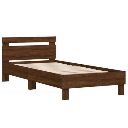 vidaXL Bed Frame without Mattress with LED Lights Brown Oak 100x200 cm