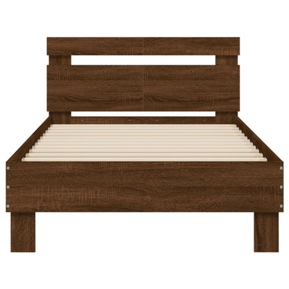 vidaXL Bed Frame without Mattress with LED Lights Brown Oak 100x200 cm