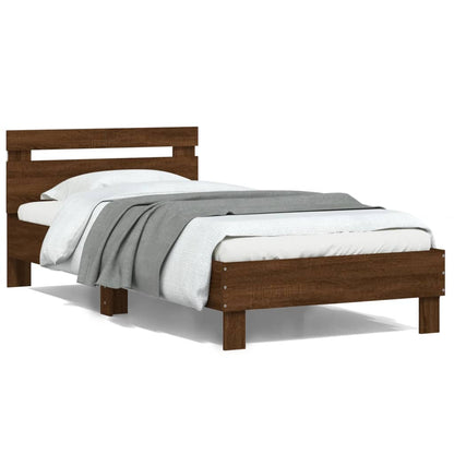 vidaXL Bed Frame without Mattress with LED Lights Brown Oak 100x200 cm