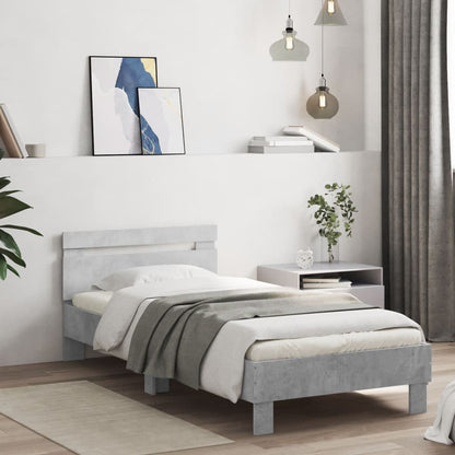 vidaXL Bed Frame without Mattress with LED Lights Concrete Grey 90x200 cm