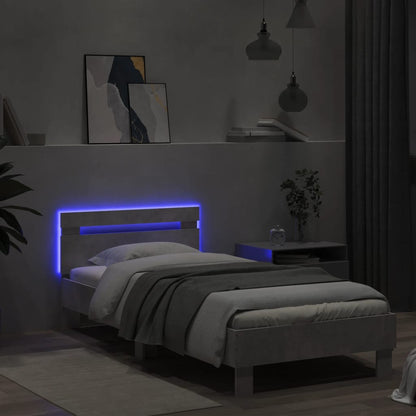 vidaXL Bed Frame without Mattress with LED Lights Concrete Grey 90x200 cm