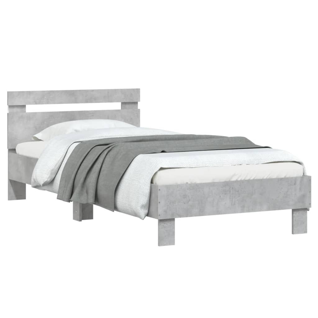 vidaXL Bed Frame without Mattress with LED Lights Concrete Grey 90x200 cm