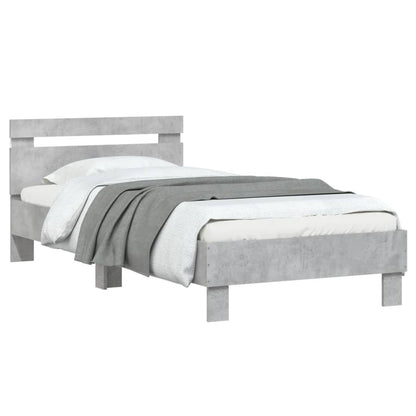 vidaXL Bed Frame without Mattress with LED Lights Concrete Grey 90x200 cm